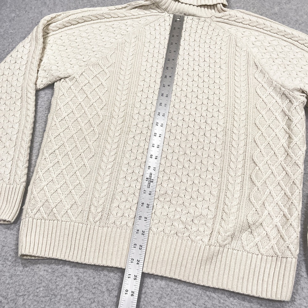 Nike Cable Knit Sweater Mens Small Ivory Turtleneck Swoosh Knit FB7770-072 - Picture 5 of 12